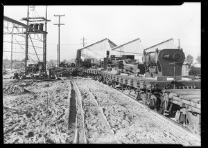 Unloading machinery for Patterson-Ballaugh, Southern California, 1929