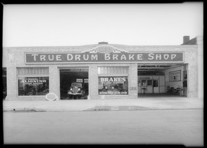 Exterior of True Drum Brake Shop, 1133 South Olive Street, Los Angeles, CA, 1934