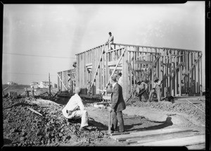 Construction shots in View Park, Los Angeles, CA, 1928