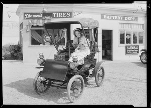 Diamond tires on Pierce-Arrow with Dorothy Granger, Southern California, 1930