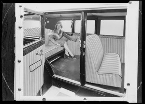 Composite with seat covers & Sally Blane, Southern California, 1930