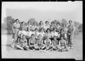 Girls hockey team at Griffith Park, Los Angeles, CA, 1932