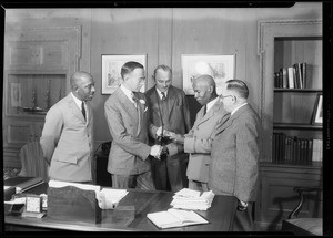 Presentation of gold watch, Los Angeles, CA, 1931