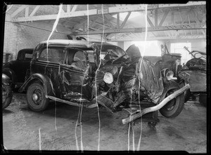 Wreck of Busby Berkeley's car and others, Southern California, 1935