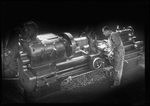 Lathe for cover cut, Southern California, 1931