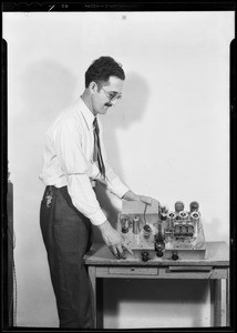 Student and radio chassis, Southern California, 1931