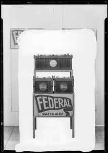 Federal batteries and signs, Southern California, 1932