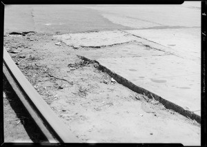 Broken landing platform at Central and Gage Streets, Los Angeles Railway vs. M.C. Cuistion, Southern California, 1933