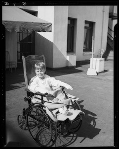 Boy in wheelchair, Children's Hospital, Southern California, 1940