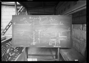 Blackboard in department 29, court house, Southern California, 1930