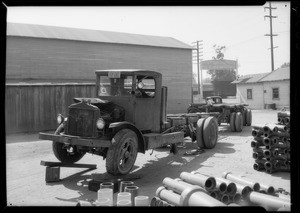 Truck and trailer of Geib Lumber Company, Huntington Park, CA, 1934