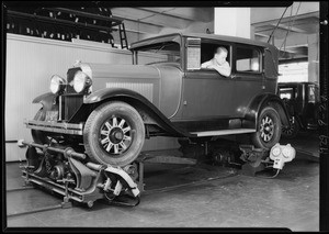 Brake testing machine, Southern California, 1929