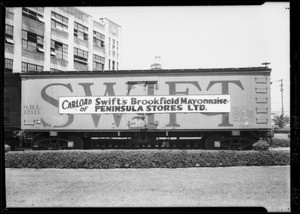 Carload of Swift's Brookfield mayonnaise for Peninsula Stores Inc., Southern California, 1934