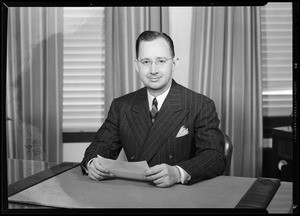 Portrait of Mr. Kyler, Commercial Standard Insurance Company, 1031 Broadway, Los Angeles, CA, 1940