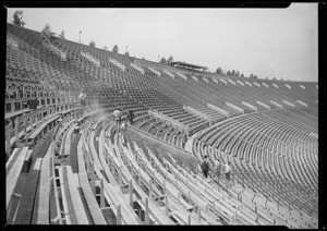 Los Angeles Coliseum, painting of seats, Los Angeles, CA, 1925