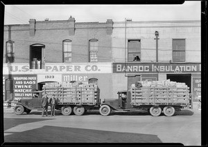 Chevrolet trucks belonging to U.S. Paper Co., Southern California, 1930