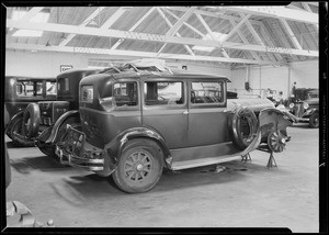 Wrecked Hudson belonging to Harry Cadal at Copple Auto Body Works, Southern California, 1932