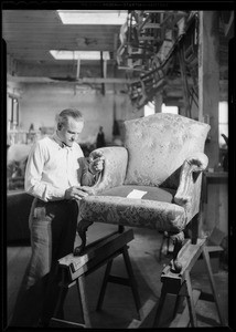 Retake on man building chair, Southern California, 1930