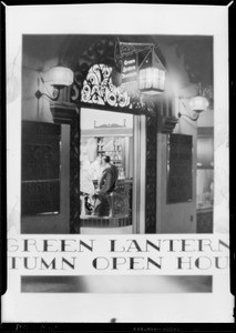 Store entrance with "Green Lantern", Southern California, 1929