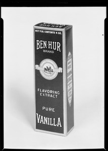 Vanilla extract carton, Southern California, 1931