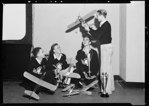 Model airplanes at Chamber of Commerce, Los Angeles, CA, 1932