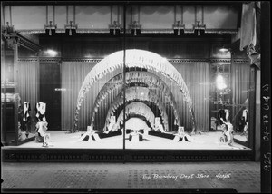 Child's health week and Nightingale hosiery windows, Broadway Department Store, Los Angeles, CA, 1925