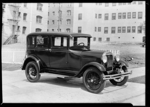 Ford equipped with Tiffany oil gauge, Southern California, 1929