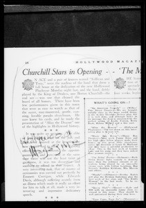 News clippings show of Hollywood Playhouse, Southern California, 1927