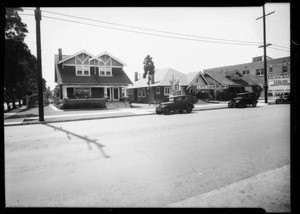 Chevrolet sedan & skid marks, Southern California, 1934