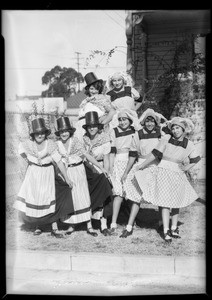 Children Christmas pageant costumes from Lincoln Heights playground, also stamp collectors, Los Angeles, CA, 1931