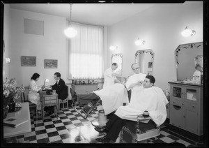 Barber shop, Southern California, 1933