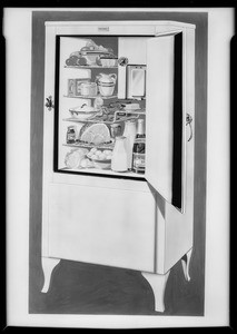 Copy of colored sketch of refrigerator, Southern California, 1931