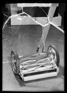 Refrigerator, lawn mower, Southern California, 1936