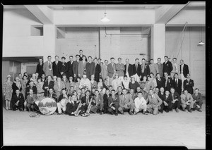 Flashlight of employees opening night, Southern California, 1929