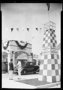 Air races pilon at Union service station, Southern California, 1933