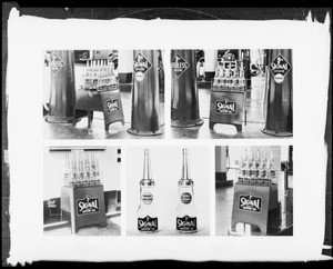 Oil display rack, Southern California, 1935