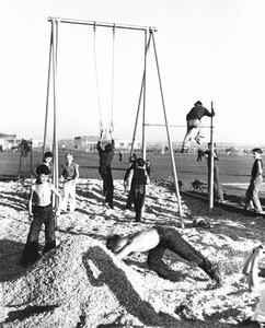 A group of children playing in a Los Angeles playground