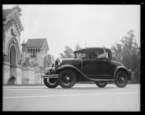 Ford coupe on San Berdue run, Southern California, 1930