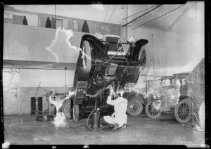 Grease gun at Spencer Kennelly's, Southern California, 1927