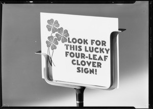 The lucky four-leaf clover sign, Southern California, 1933