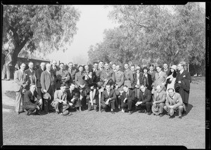 Breakfast club, Priscilla and Sean at fountain, Southern California, 1929