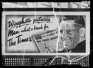 Los Angeles Times bulletin board for ad, Southern California, 1936