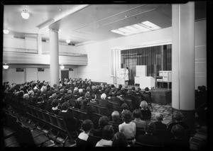 Crowd in exposition room, May Company, Southern California, 1930