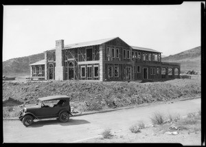 Norton home under construction, Highland Hills, Southern California, 1926