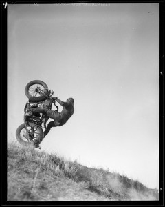 Putt Mossman, trick motorcycle rider, Southern California, 1933