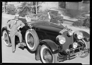 Paul Whiteman's manager & car, Southern California, 1929