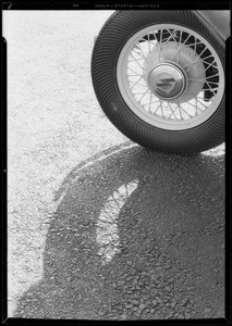 Macadam pavement & auto wheel, Southern California, 1931