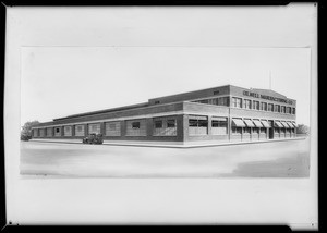 Retouched exterior of factory, Southern California, 1931