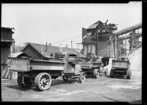 Trucks of L.A. Rock & Gravel Co., Southern California, 1925