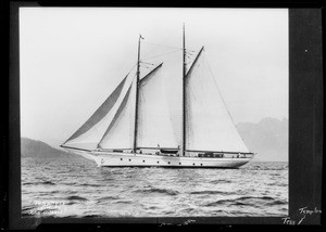 Sailboat "The Temptress", owned by actor John Gilbert, Southern California, 1927